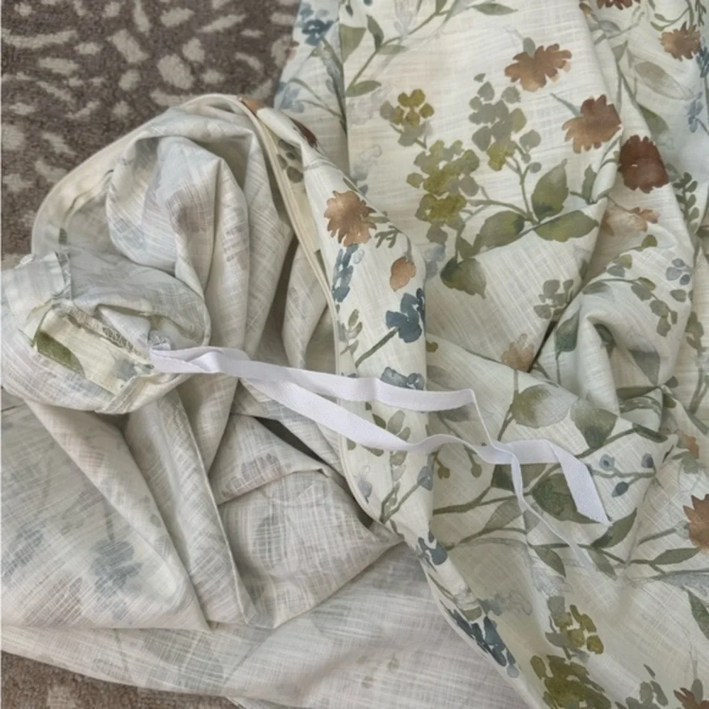 NEW Ethan Allen Country Floral Print Queen Duvet Cover & 2 Standard Shams Set‎